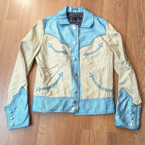 Marc Jacobs Jackets & Blazers - MARC JACOBS Blue western metallic womens cowboy leather Jacket vintage Coat sz S